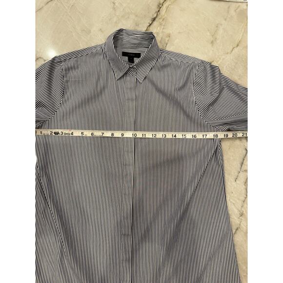 J.Crew Striped Button Down Shirt Navy Blue White Sz 6 Oversized Boyfriend Preppy - Picture 9 of 14